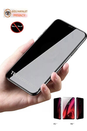 Samsung M04s Hayalet Ekran Koruyucu Privacy Gizlilik Filitreli Tam Kaplayan Kırılmaz Cam