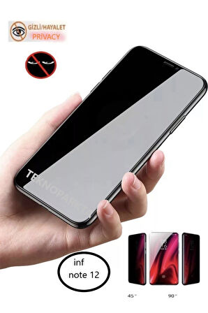 Realme C12 Hayalet Ekran Koruyucu Privacy Gizlilik Filitreli Tam Kaplayan Kırılmaz Cam