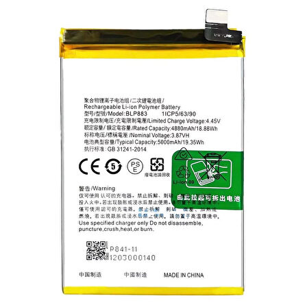 Realme 9 İle Uyumlu İthal Pil Batarya BLP883