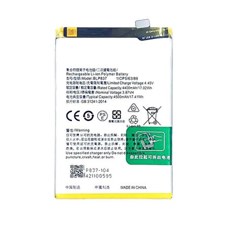 Realme 9 Pro Plus İle Uyumlu İthal Pil Batarya BLP837