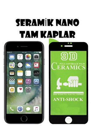 Iphone 8 Plus Ekran Koruyucu Seramik Nano Cam Esnek Tam Full Kaplayan Kırılmaz Siyah