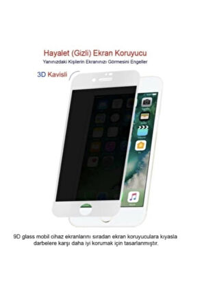 Iphone 6 Iphone 6s Beyaz Privacy Kavisli Hayalet Gizlilik Filitreli Full Ekran Koruyucu