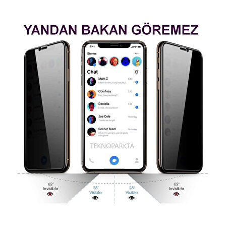 Iphone 14 Hayalet Privacy Gizli Görünmez Tam Kaplayan Kırılmaz Cam Ekran Koruyucu