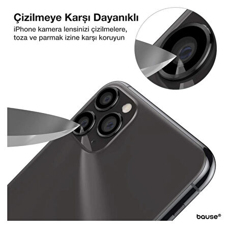 Iphone 14 Pro Max Kamera Koruyucu Lens Mercek Metal Çerçeveli 3lü Set Siyah Black