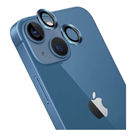 Iphone 14 Kamera Koruyucu Lens Mercek Metal Çerçeveli 2li Set Mavi Blue