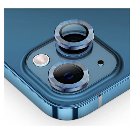 Iphone 14 Kamera Koruyucu Lens Mercek Metal Çerçeveli 2li Set Mavi Blue