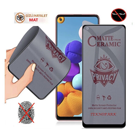 Samsung A21S Mat Hayalet Privacy Tam Kaplayan Seramik Nano Ekran Koruyucu