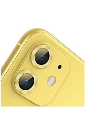 Iphone 11 Kamera Koruyucu Lens Mercek Metal Çerçeveli 2li Set Gold Altın