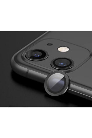 Iphone 11 Kamera Koruyucu Lens Mercek Metal Çerçeveli 2li Set Siyah Black