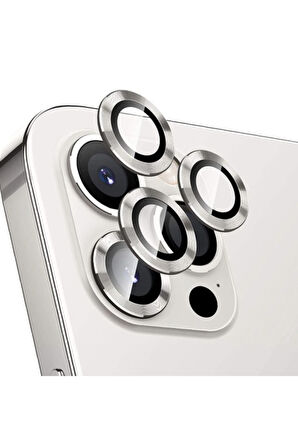 Iphone 11 Pro Uyumlu Kamera Koruyucu Lens Mercek Metal Çerçeveli 3lü Set Gümüş Gri-silver