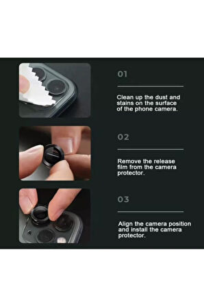 Iphone 12 Uyumlu Mini Kamera Koruyucu Lens Mercek Metal Çerçeveli 2li Set Siyah Black