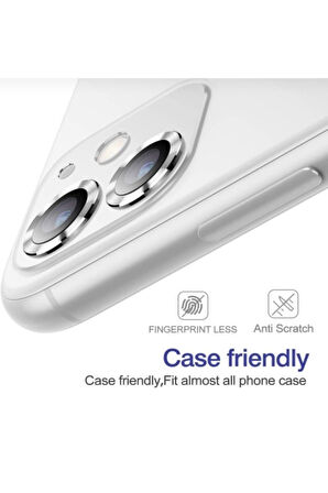 Iphone 12 Kamera Koruyucu Lens Mercek Metal Çerçeveli 2li Set Gümüş Gri Silver Uyumlu