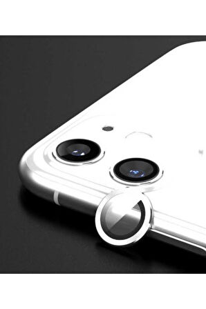 Iphone 12 Kamera Koruyucu Lens Mercek Metal Çerçeveli 2li Set Gümüş Gri Silver Uyumlu