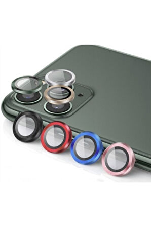 Iphone 12 Pro Max Uyumlu Kamera Koruyucu Lens Mercek Metal Çerçeveli 3lü Set Kırmızı Red