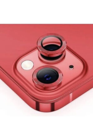 Iphone 13 Mini Kamera Koruyucu Lens Mercek Metal Çerçeveli 2li Set Kırmızı Red