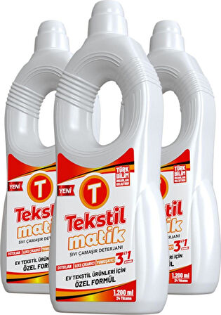 Ev Tekstili 3'ü 1 arada Sıvı Çamaşır Deterjanı 1200 ML X 3 Adet