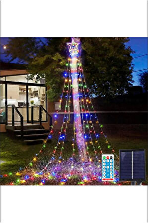 Tepe Yıldızlı Rgb Solar Led Yılbaşı Ağacı,Duvar Süsü Kumandalı ve Animasyonlu Işık