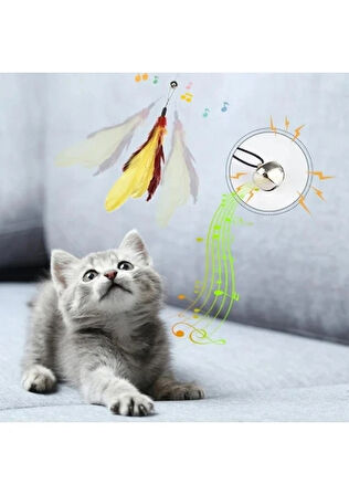 Bak Gel Al Teleskopik Zilli Tüylü Kedi Oltası | Uzunluk Ayarlı Esnek Saplı Eğlenceli Kedi Oyuncağı, Etkileşimli Oyuncak