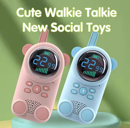 Çocuklar Için Kamp Yürüyüş El Telsizi Şarj Edılebılır 3km Menzil Mavi