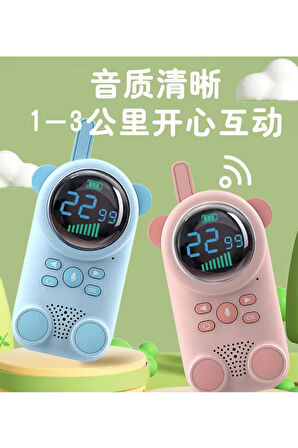 Çocuklar Için Kamp Yürüyüş El Telsizi Şarj Edılebılır 3km Menzil Mavi