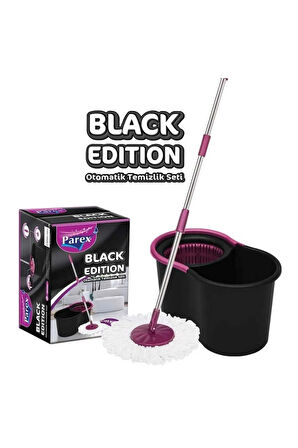 Parex Black Edition Otomatik Temizlik Seti - Kova Mop Seti 2 Adet Yedek Mop Hediyedir