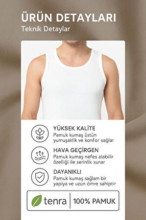 Beyaz Askılı Erkek Atlet 3 Adet %100 Pamuk
