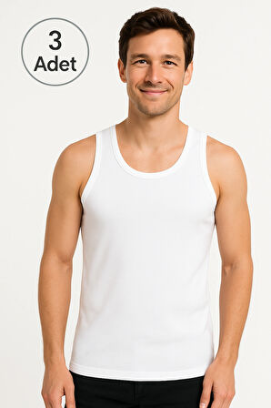 Beyaz Askılı Erkek Atlet 3 Adet %100 Pamuk