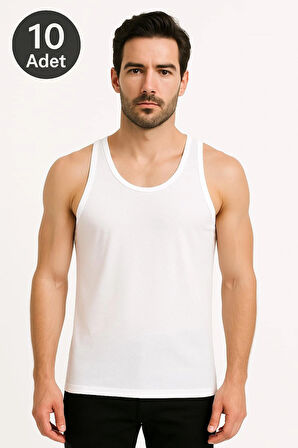 Beyaz Askılı Erkek Atlet Ekonomik Paket 10 Adet %100 Pamuk