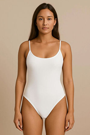 Kadın Çıtçıtlı Badi Beyaz Premium Pamuklu