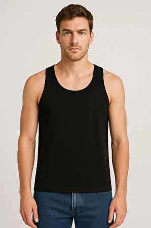 Siyah Askılı Erkek Atlet 3 Adet Premium Pamuklu