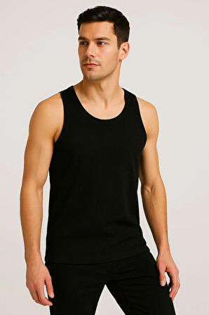 Siyah Askılı Erkek Atlet 3 Adet Premium Pamuklu