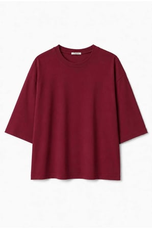 Kadın Oversize Basic Tişört Rahat Kesim Yarım Kol Bisiklet Yaka