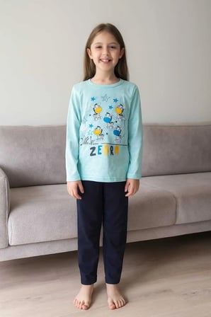 Çocuk Pijama Takımı %100 Pamuk Zebra Desenli