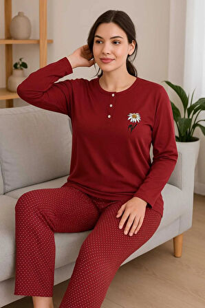 Geniş Kalıp Kadın Pijama Takımı %100 Pamuk