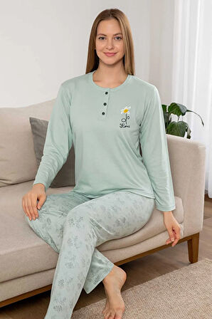 Geniş Kalıp Kadın Pijama Takımı %100 Pamuk