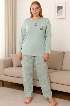 Geniş Kalıp Kadın Pijama Takımı %100 Pamuk