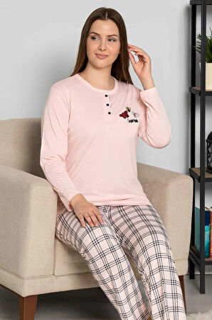 Geniş Kalıp Kadın Pijama Takımı %100 Pamuk