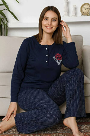 Geniş Kalıp Kadın Pijama Takımı %100 Pamuk