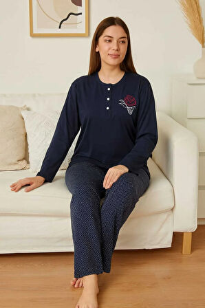 Geniş Kalıp Kadın Pijama Takımı %100 Pamuk