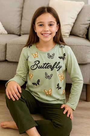 Kız Çocuk Pijama Takımı %100 Pamuk