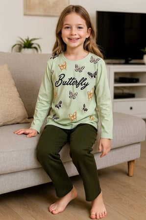 Kız Çocuk Pijama Takımı %100 Pamuk