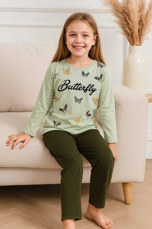 Kız Çocuk Pijama Takımı %100 Pamuk