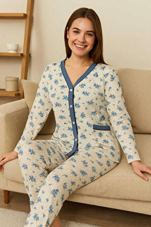 Geniş Kesim Anne Pijama Takımı %100 Pamuk