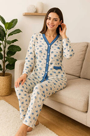 Geniş Kesim Anne Pijama Takımı %100 Pamuk