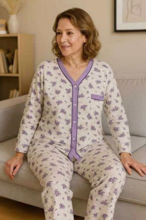 Geniş Kesim Anne Pijama Takımı %100 Pamuk