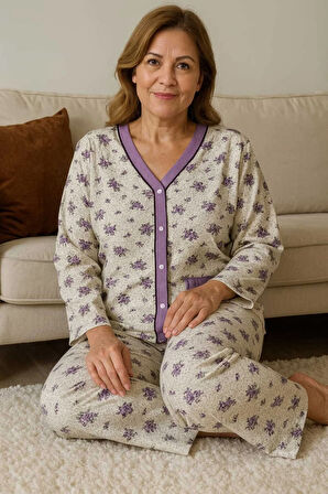Geniş Kesim Anne Pijama Takımı %100 Pamuk