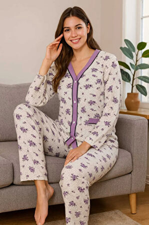 Geniş Kesim Anne Pijama Takımı %100 Pamuk