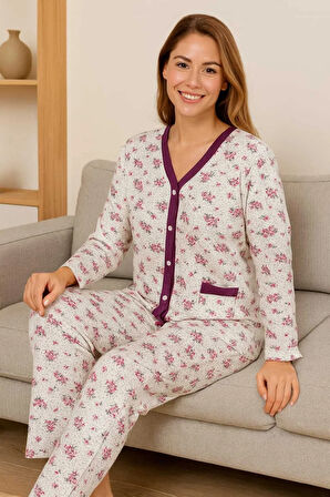 Geniş Kesim Anne Pijama Takımı %100 Pamuk