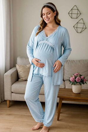 3 Parça Hamile Pijama Takımı