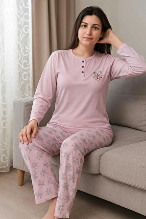 Geniş Kalıp Kadın Pijama Takımı %100 Pamuk